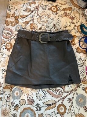 Show Me Your MuMu Black Faux Leather Mini Skirt with Belt